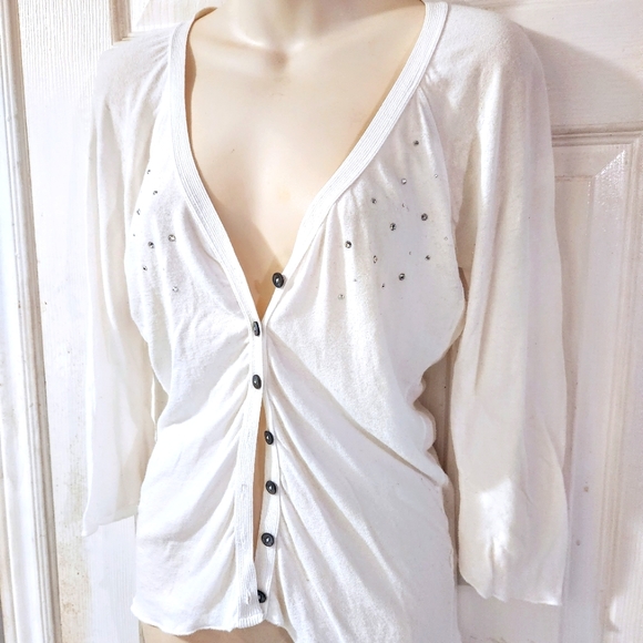 United Colors of Benetton Rhinestone Cardigan Size Medium - Picture 2 of 8